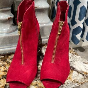 Marc Fisher Suede Red Ankle Booties